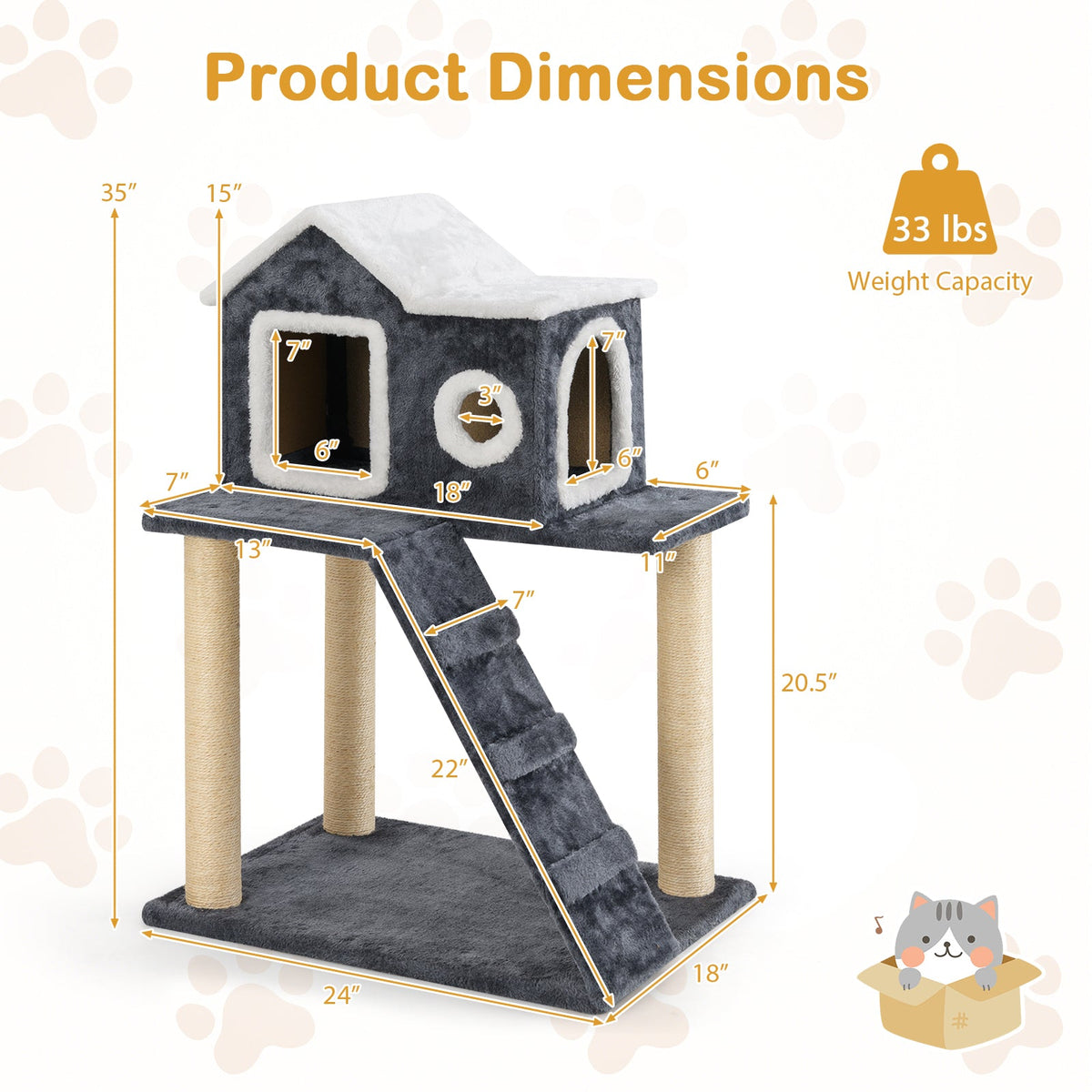 36 Inch Tower Condo Scratching Posts Ladder Cat Tree