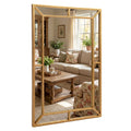 36 x 24 Inch Gold Wall Mirror with Beaded Frame for Living Room