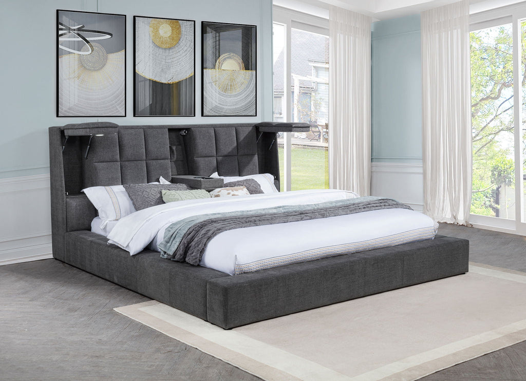 Dreux Upholstered Queen Panel Platform Bed Grey