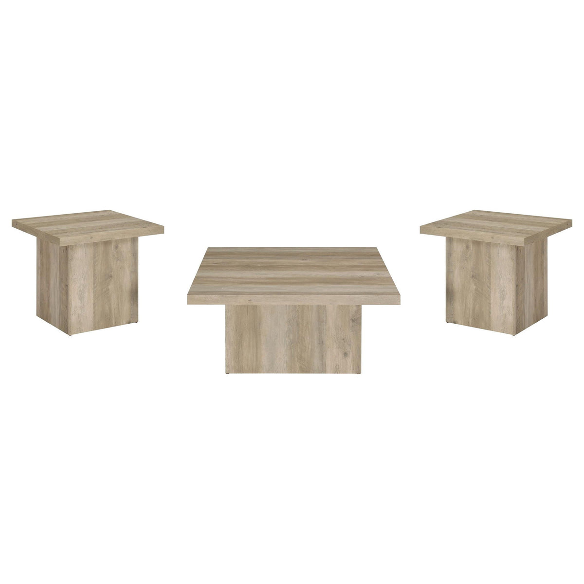 Devar 3-piece Square Coffee End Table Set Distressed Pine