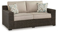 Coastline Bay - Loveseat With Cushion - Brown
