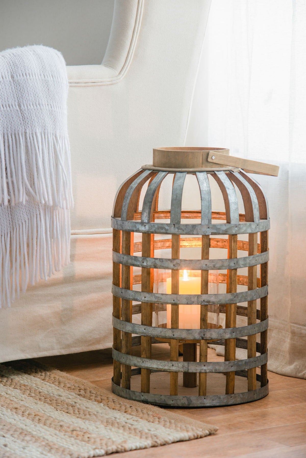 Decorative Lantern With Handle, Wooden Lantern For Indoor Outdoor, Home Garden Wedding