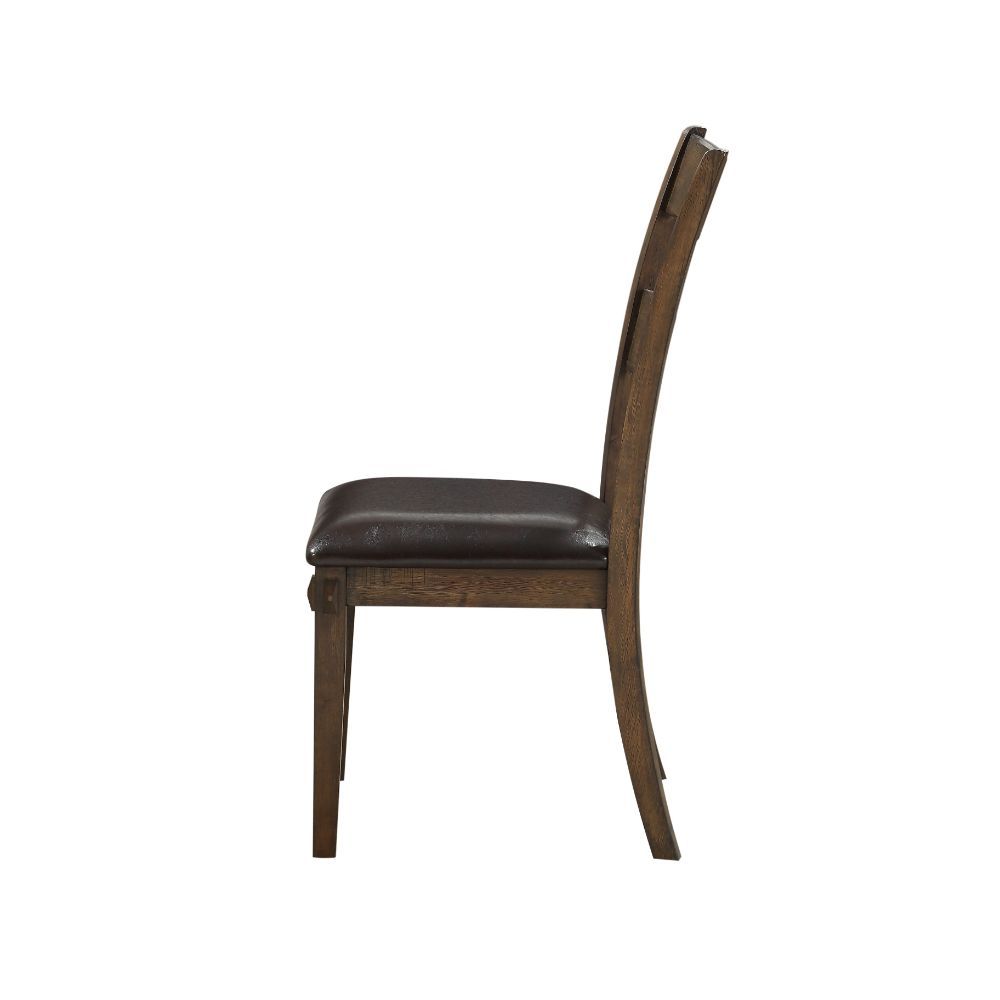 Nabirye - Side Chair (Set of 2) - Esspresso Synthetic Leather & Dark Oak