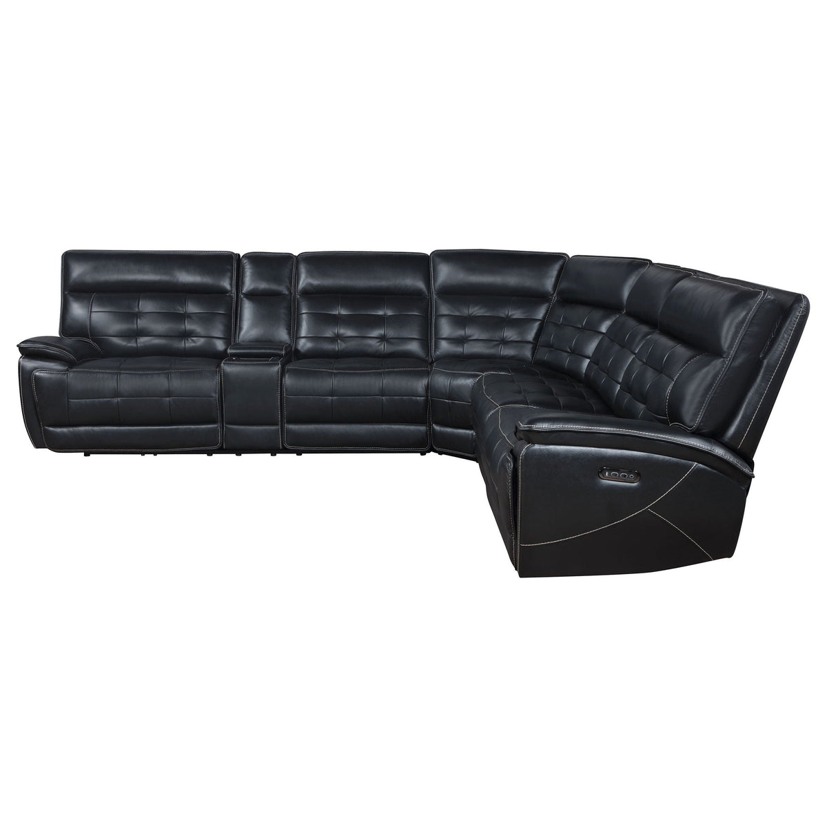 Hewitt Leather Dual Power Reclining Sectional Sofa Black
