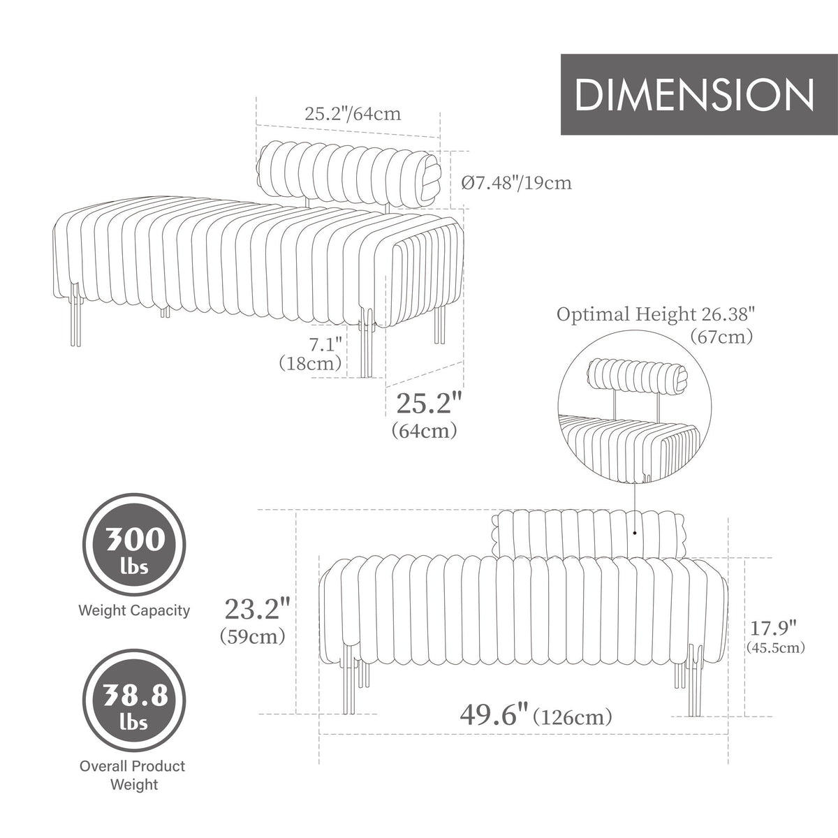 Mini Loveseat With Adjustable Backrest