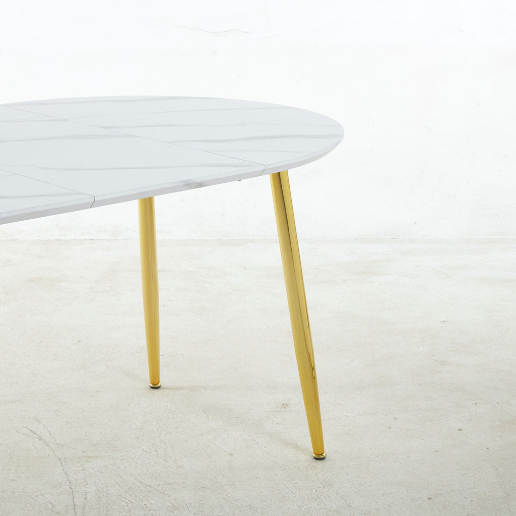 Extendable Oval Dining Table - White Marble