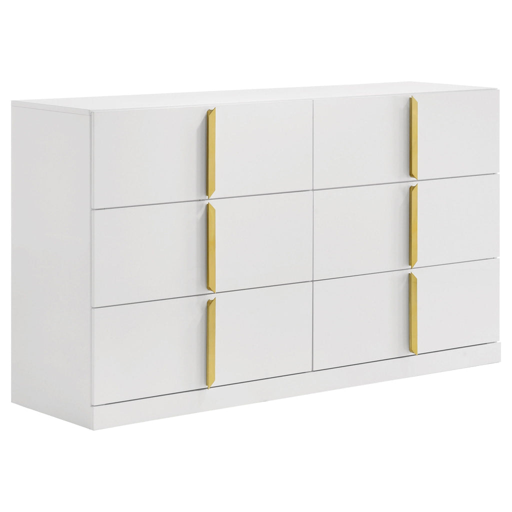 Ines 4-piece Queen Bedroom Set Navy and White High Gloss