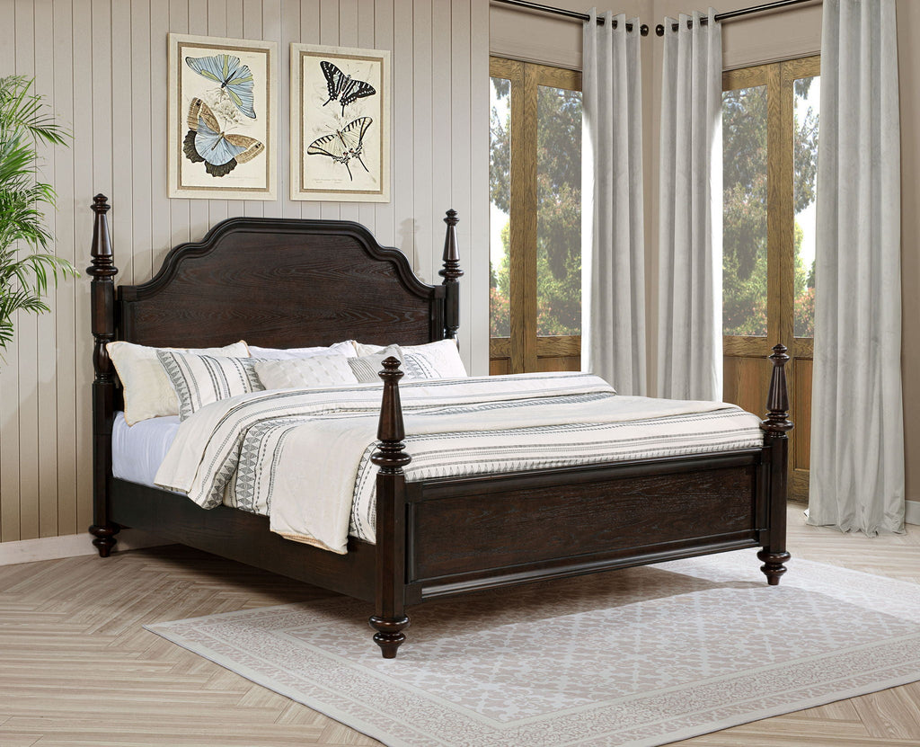 Andover 63-inch Four Poster Eastern King Bed Dark Oak