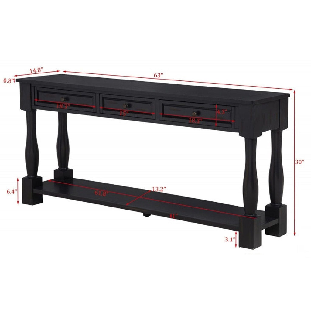 Long Console Table With Drawers And Shelf