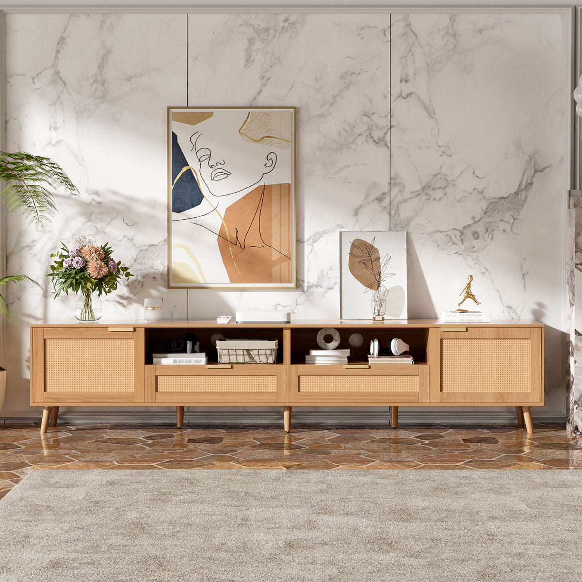 TV Stand, Media Console With Cable Management