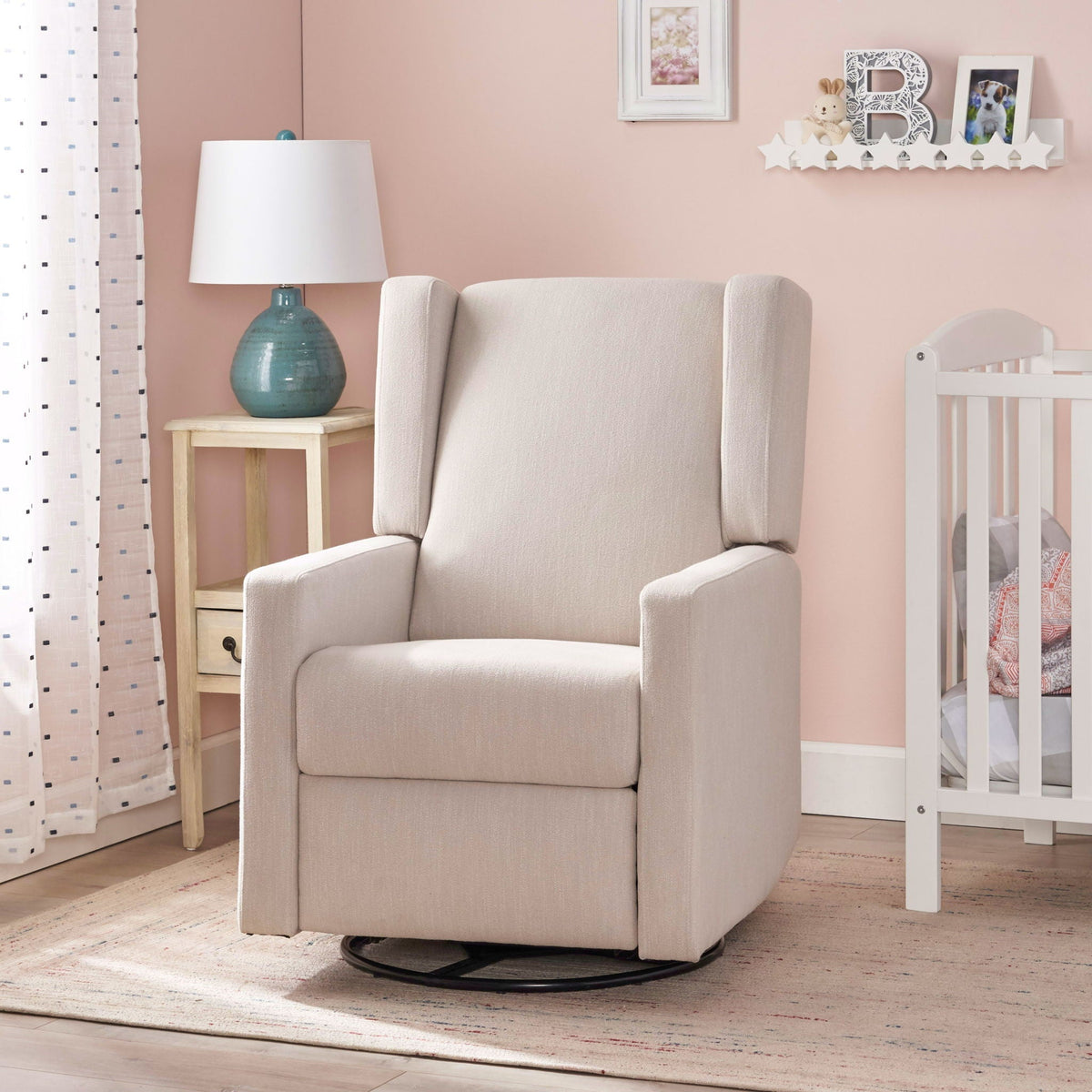 Landau Contemporary Fabric Upholstered Swivel Recliner