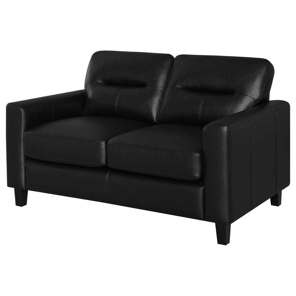 Scotland Faux Leather Upholstered Track Arm Loveseat Black