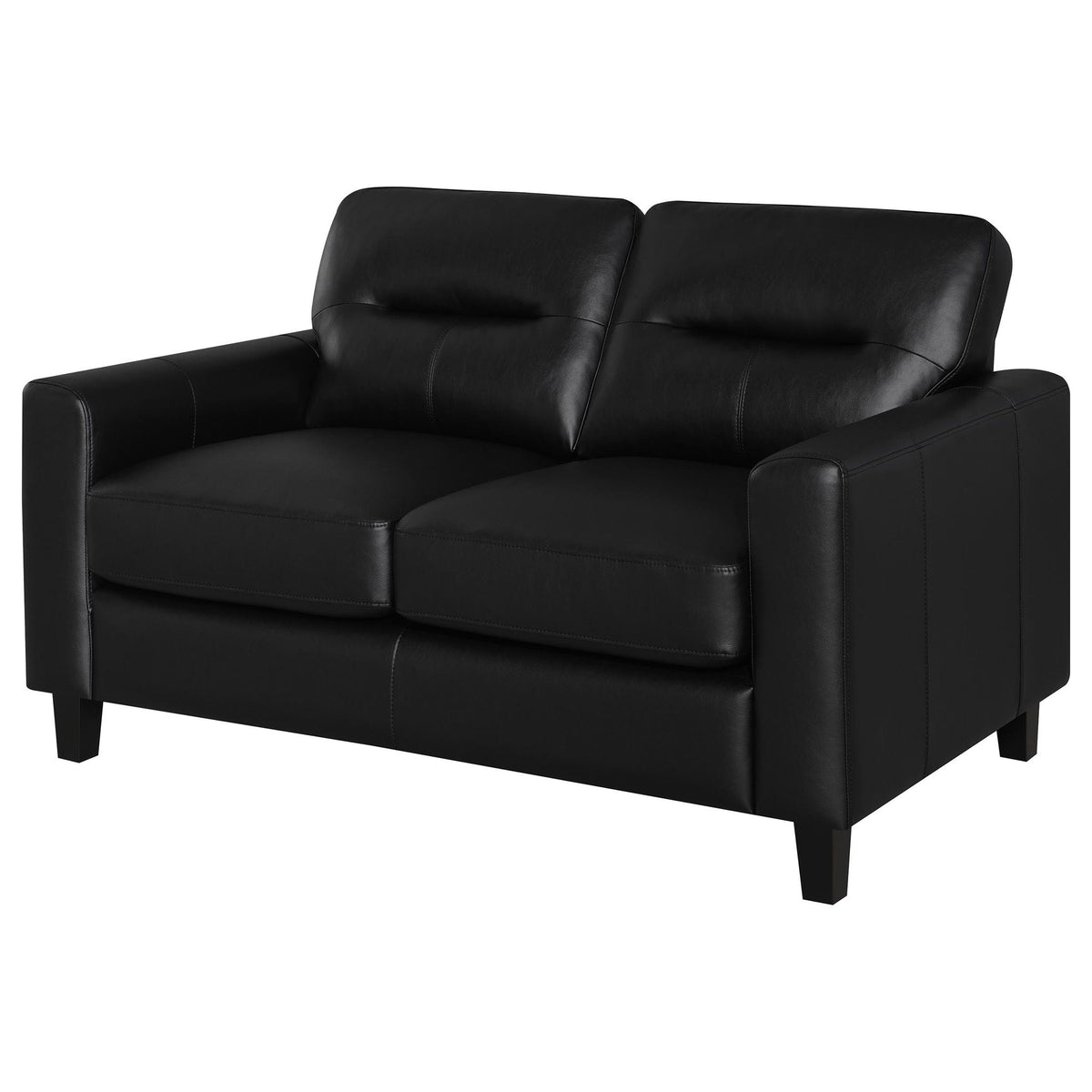 Scotland Faux Leather Upholstered Track Arm Loveseat Black