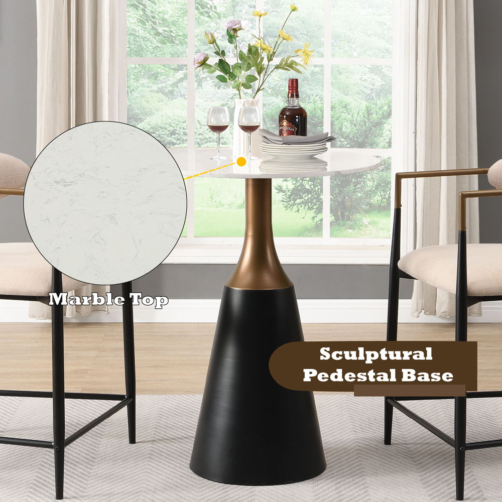 Jaramillo - Counter Height Table - Natural Marble Top & Black