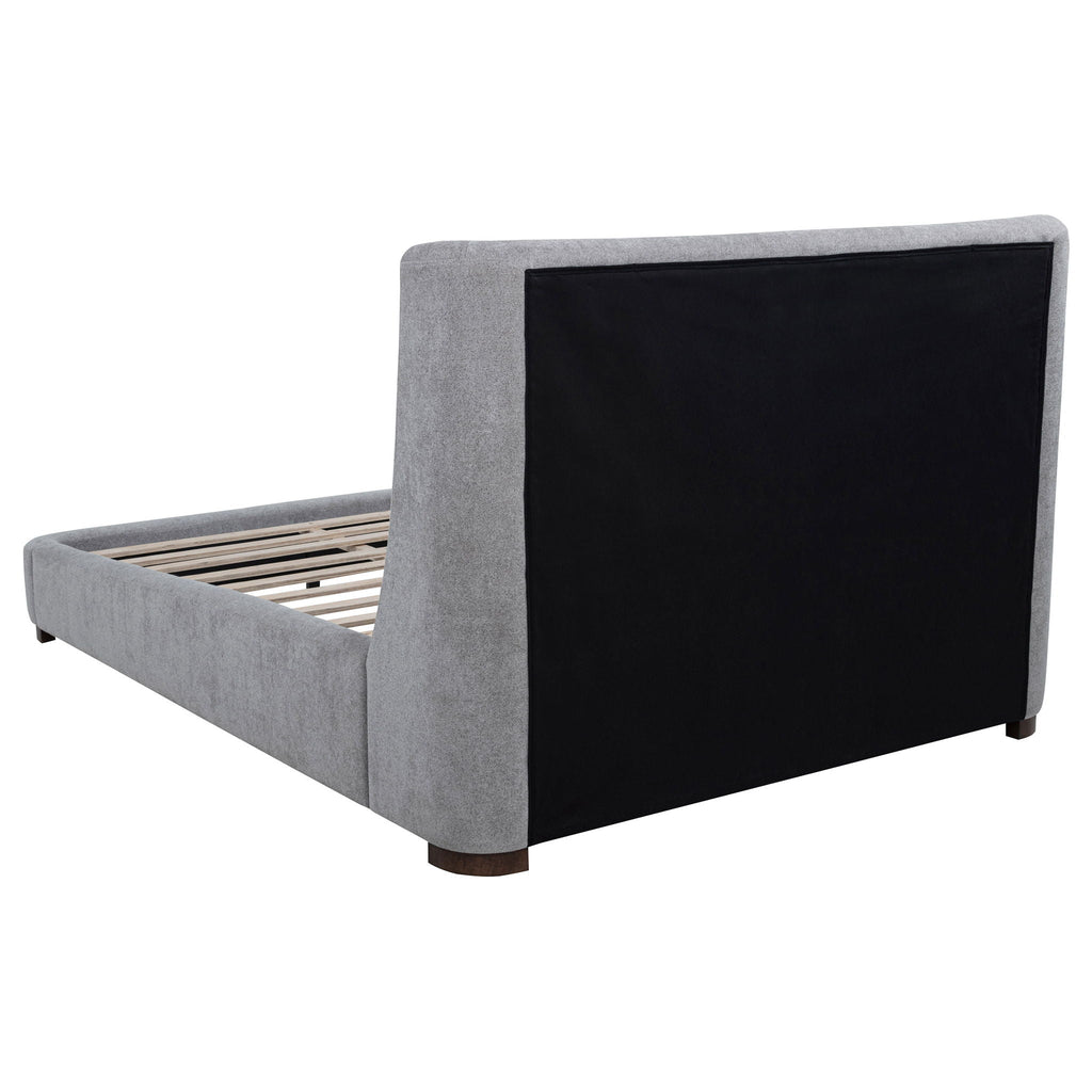 Rennes Upholstered Eastern King Wingback Platform Bed Grey