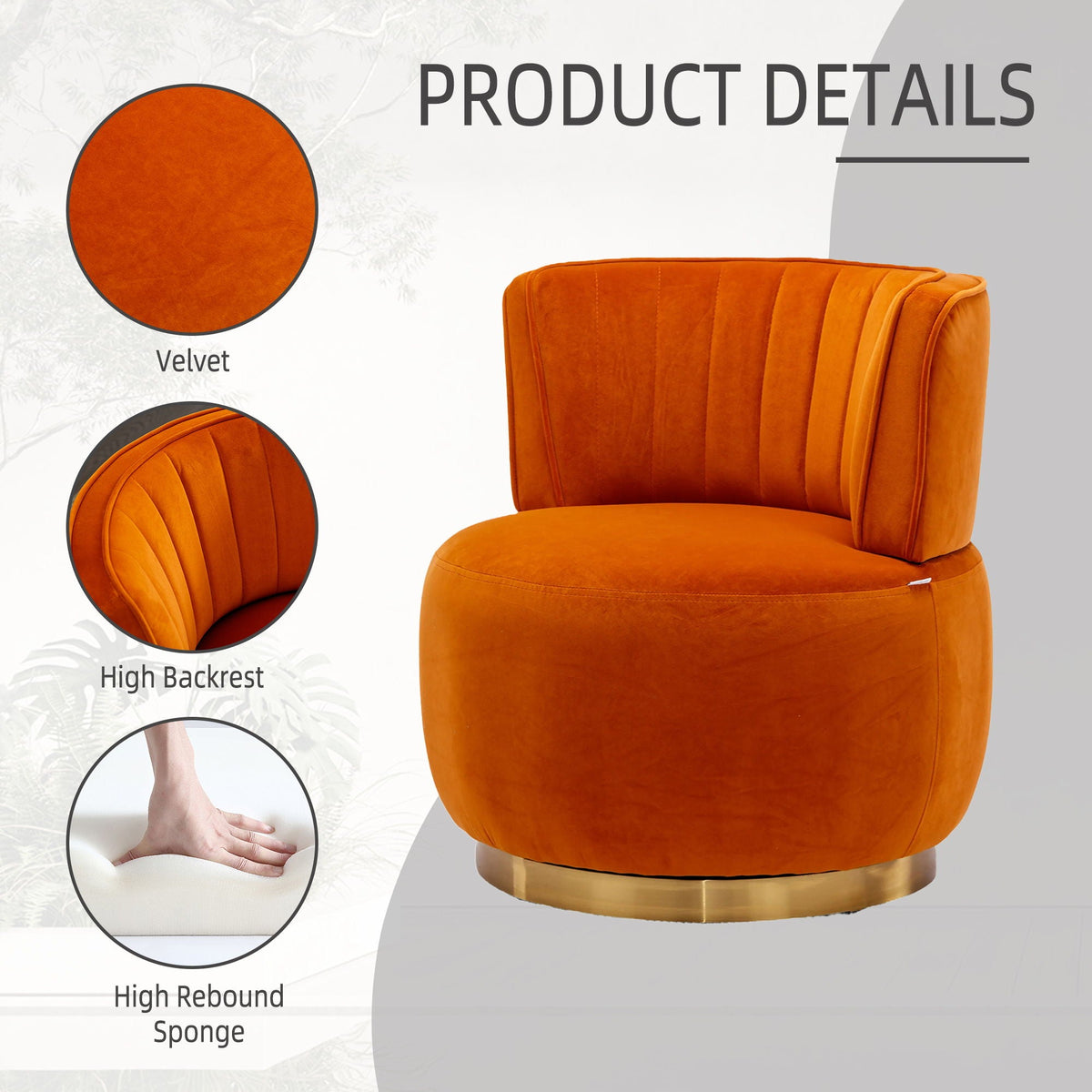 360 Degree Swivel Cuddle Barrel Accent Sofa Chair