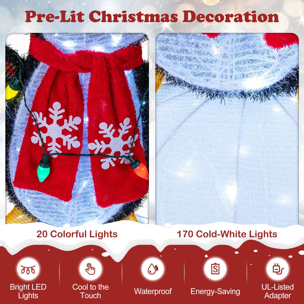 3D Pre-Lit Indoor Outdoor Xmas Holiday with 170 Cold-White LED Lights for Home