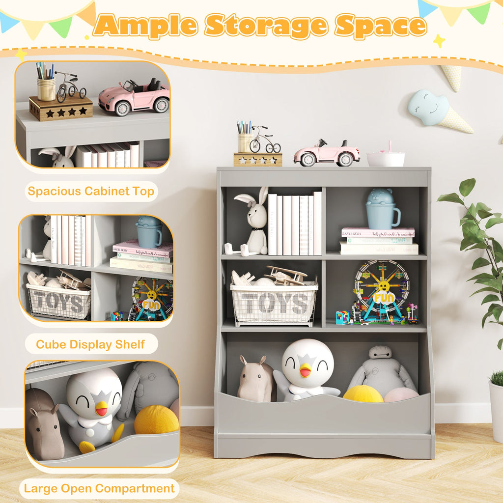 3-Tier Children's Multi-Functional Bookcase Toy Storage Bin Floor Cabinet
