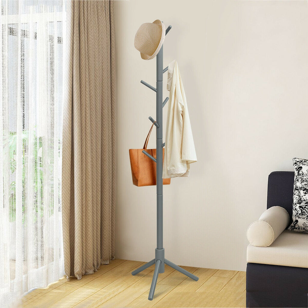 2 Heights Wooden Coat Rack with 8 Hooks