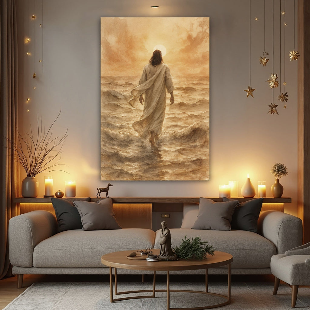 Jesus Christ Walking On Water Faith Wall Art VI