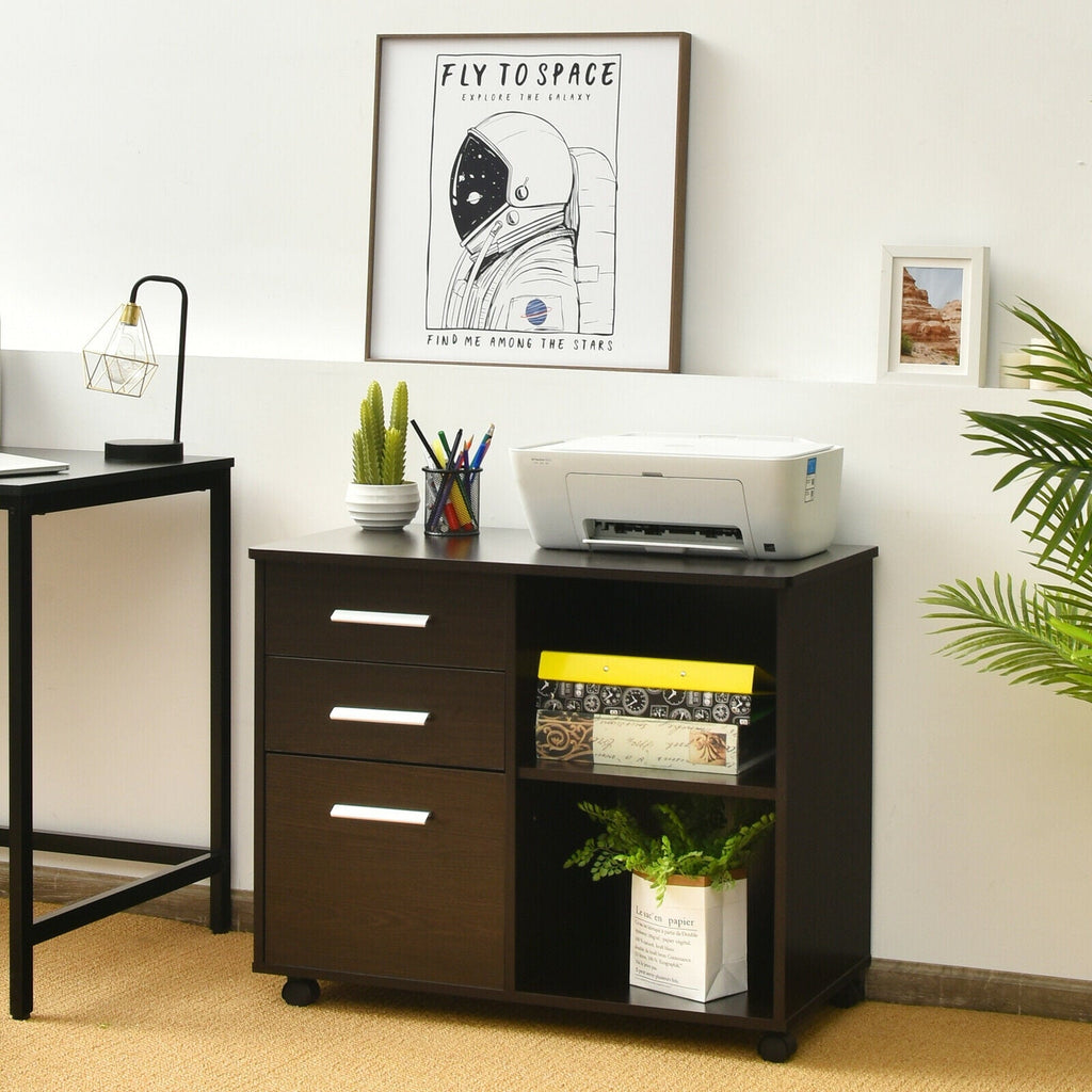 3-Drawer Mobile Lateral File Cabinet Printer Stand
