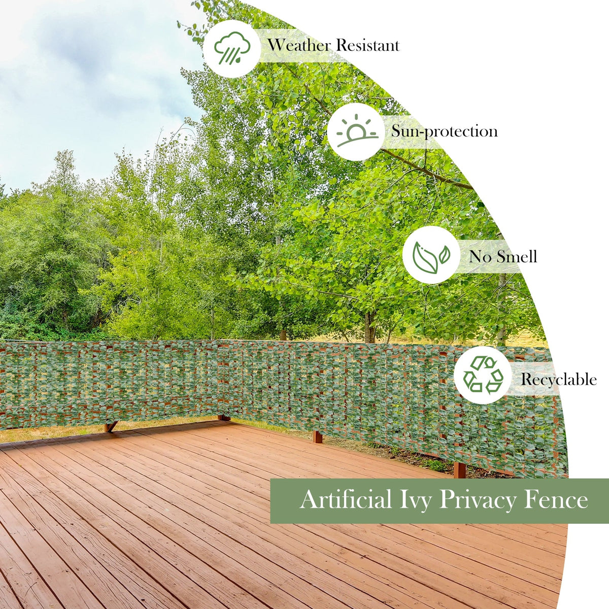 Faux Ivy Leaf Decorative Privacy Fence