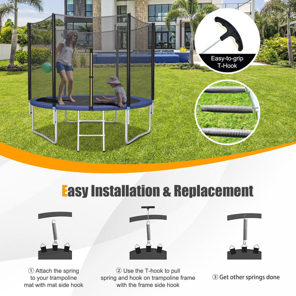 5.5 Inch Rustproof Galvanized Steel Replacement Trampoline Elasticity Springs