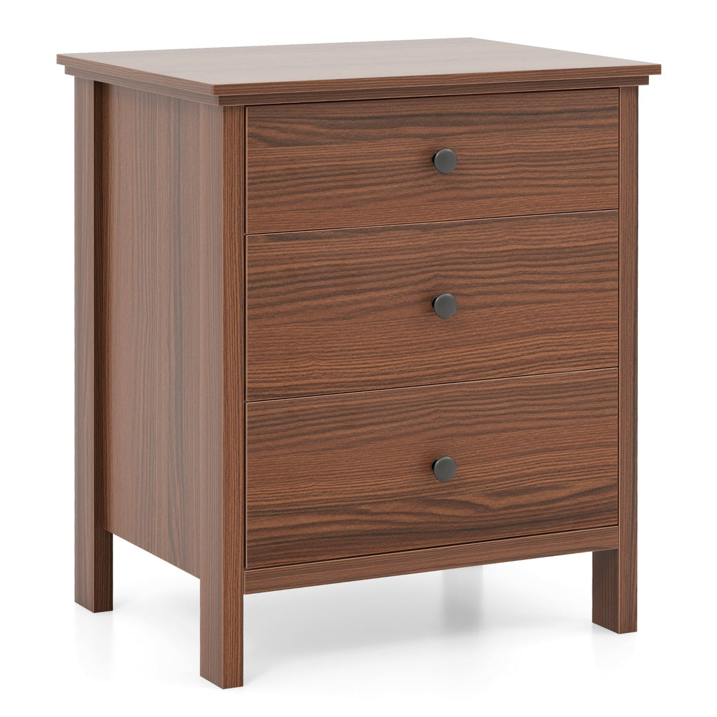 3-Drawer Wooden Nightstand Modern Bedside Table