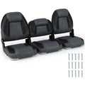 3-Pack Folding Boat Seats with 28D Soft Sponge Padding-Black