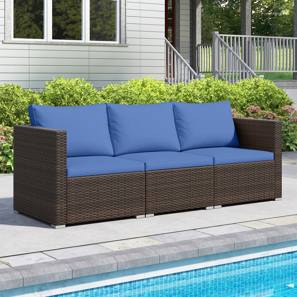3 Pieces Patio Sectional Sofa Set with Soft Cushions