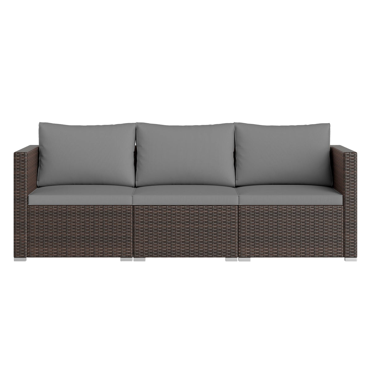 3 Pieces Patio Sectional Sofa Set with Soft Cushions
