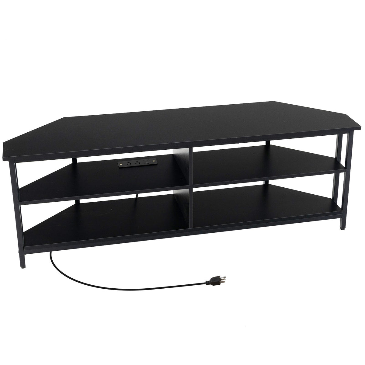 3-Tier Corner TV Stand for TVs up to 65 Inches with Charging Station