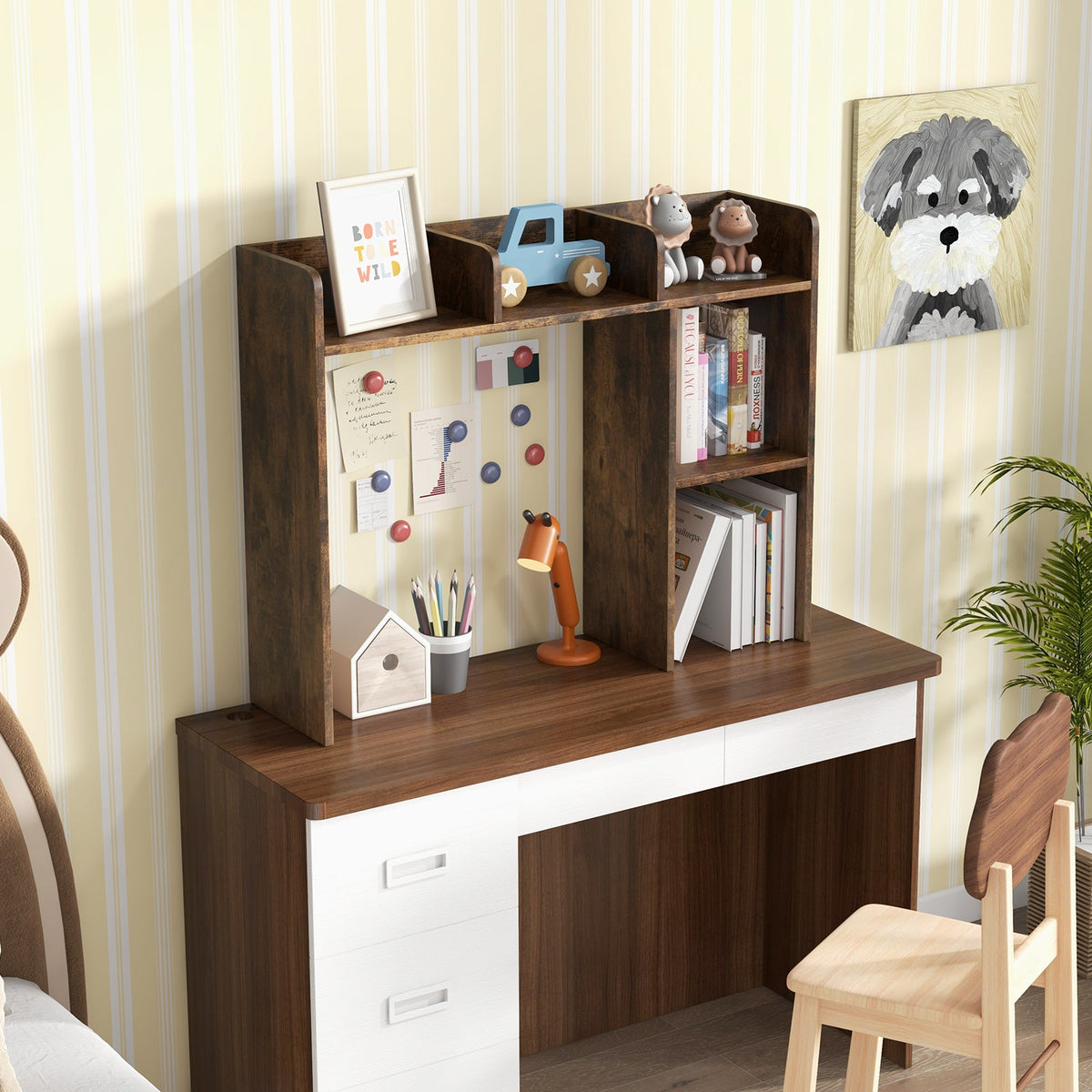 3-Tier Multipurpose Desk Bookshelf with 4 Shelves