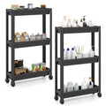 3-Tier Slim Rolling Storage Cart 2-Pack Mobile Bathroom Organizer with Wheels