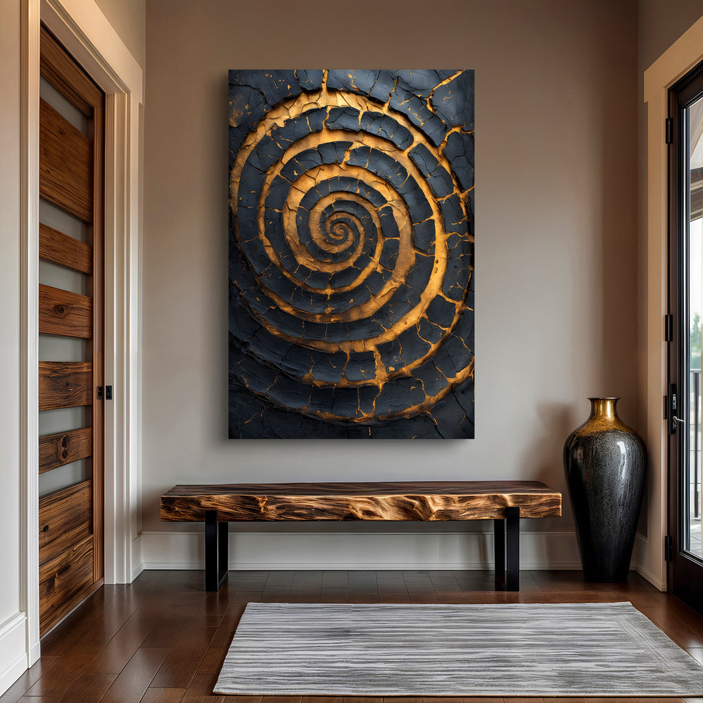 Black and Gold Spiral Wall Art