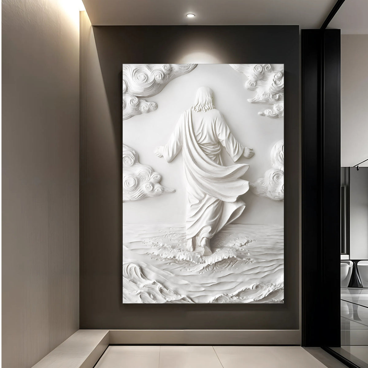 Minimalist Jesus Walking on Water Wall Art