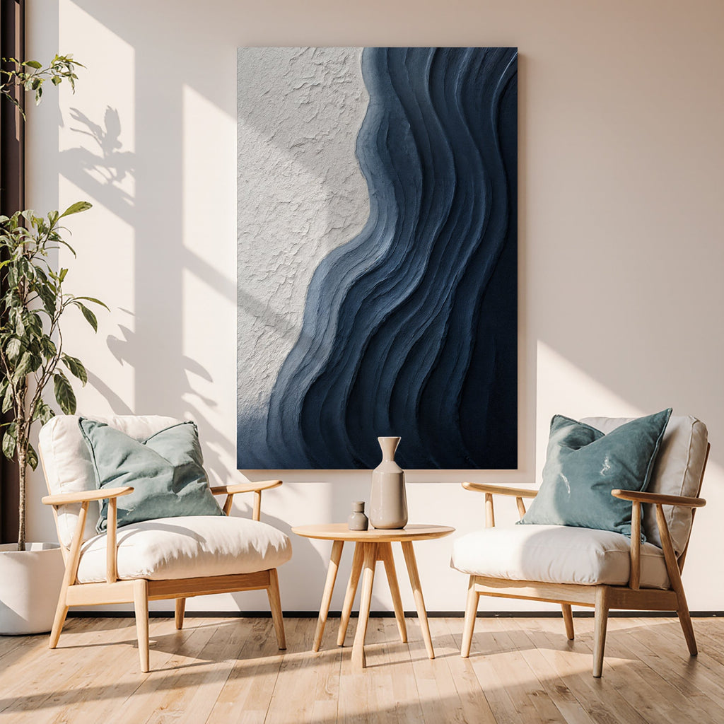 Abstract Minimalist Wave Impasto Wall Art