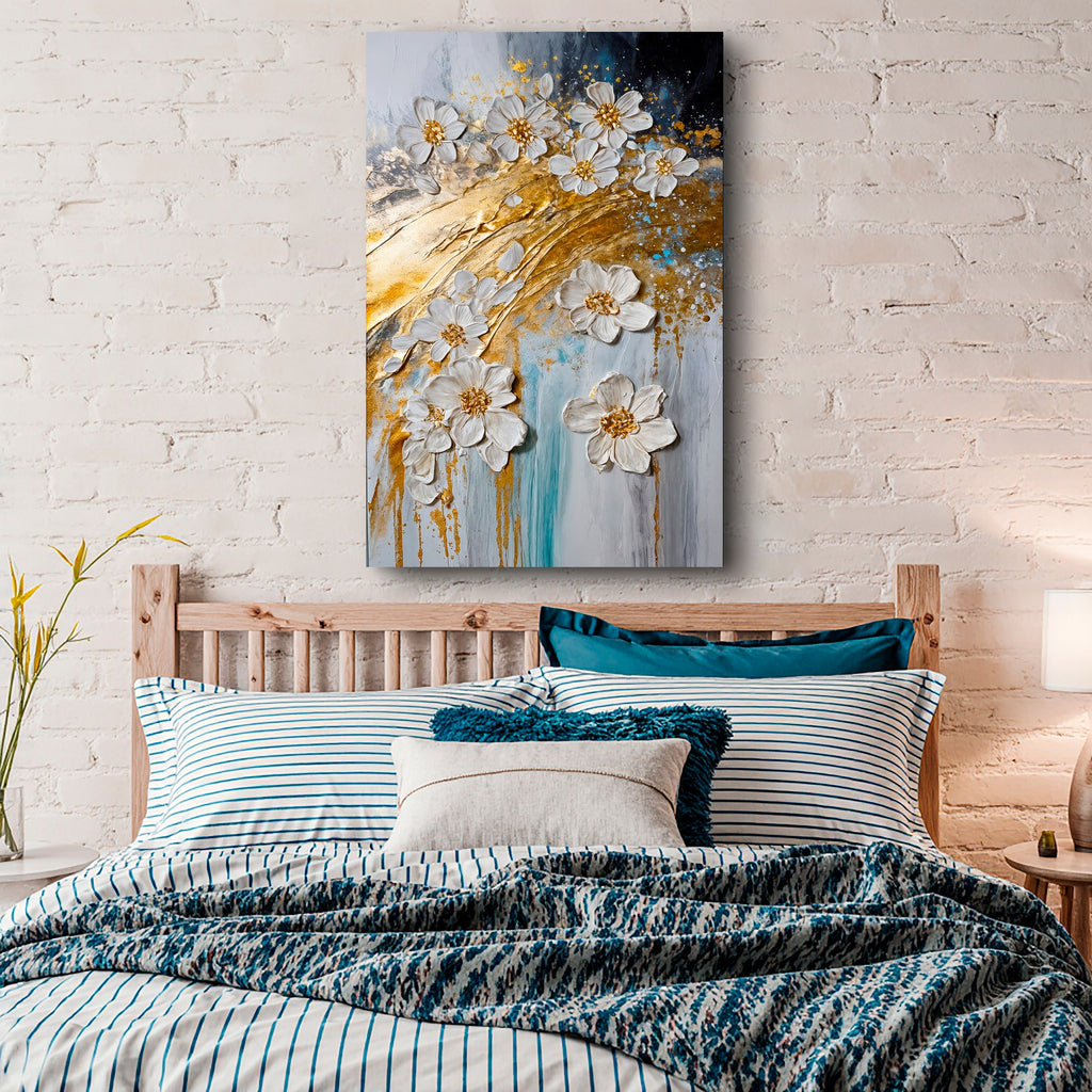 Abstract Gold Floral Wall Art