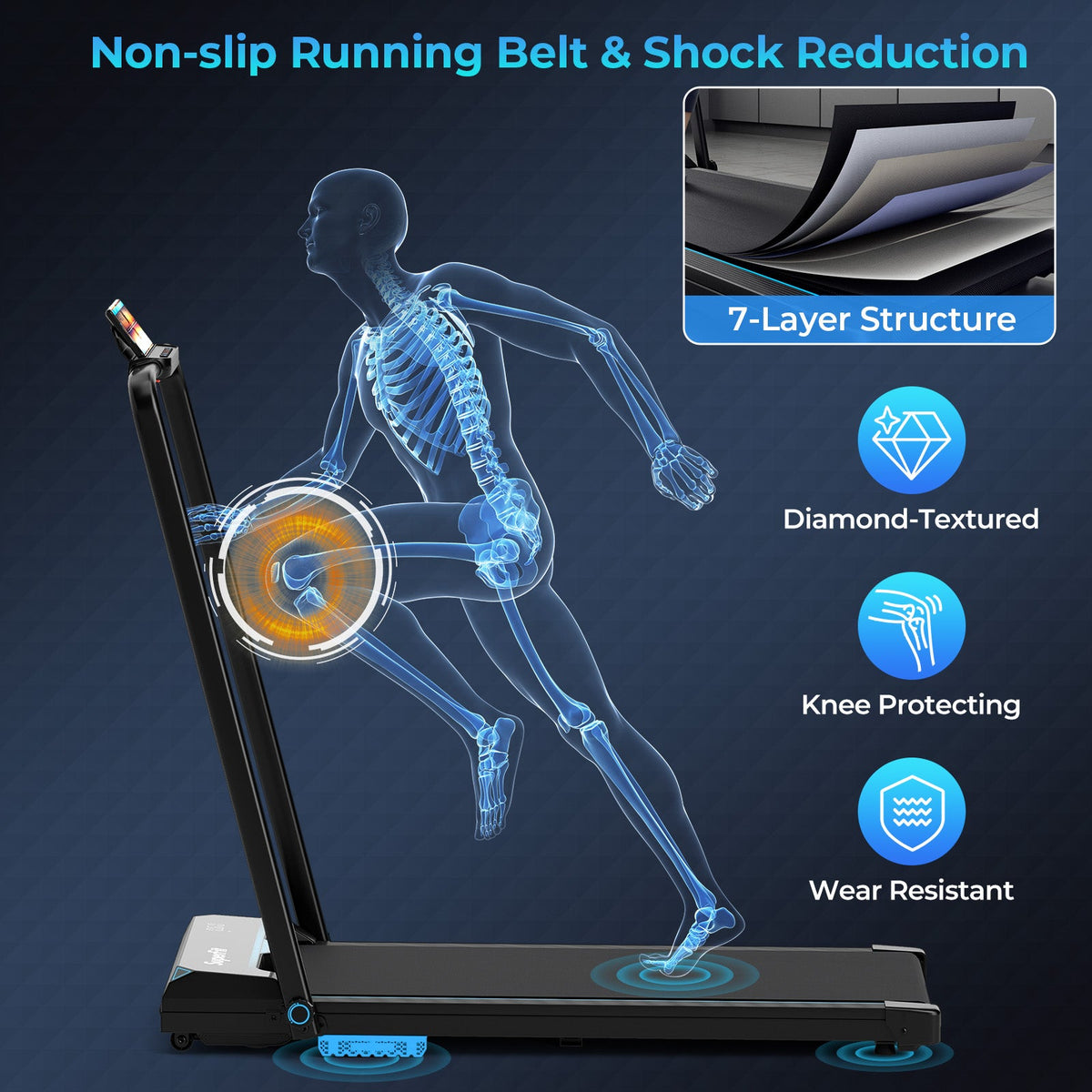 3 in 1 Folding Treadmill with Remote Control and LED Display