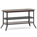 3-tier Console Table TV Stand with Mesh Storage Shelf-Rustic Brown