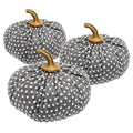 Pumpkin Ornament Decor For Holiday Harvest Festival Fall Festival & Thanksgiving (Set of 3) - White / Gray