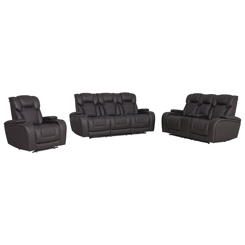 Wendell - Power Motion Sofa With Dropdown Table, Storage, USB & LED - Dark Gray
