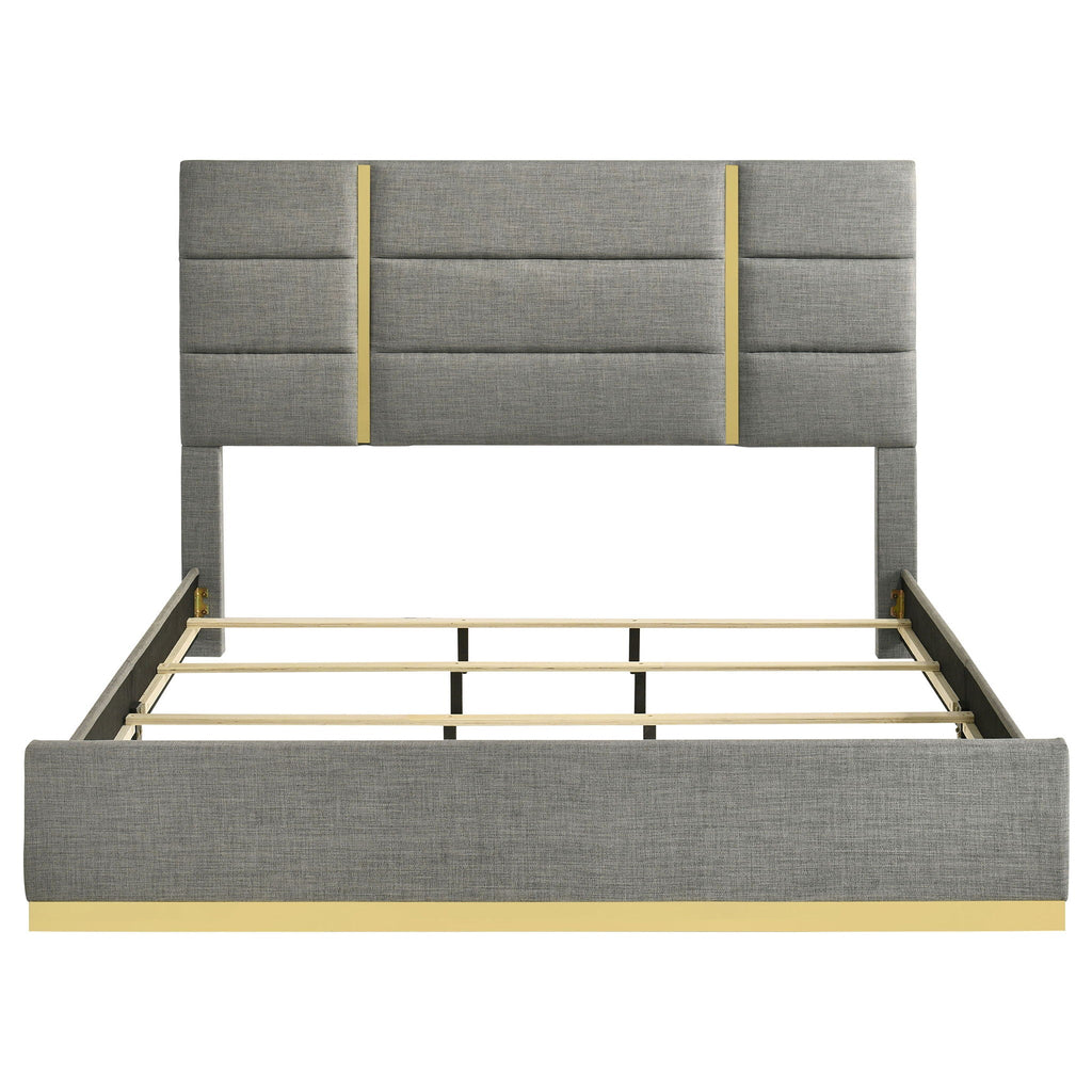 Ines 56-inch Fabric Upholstered Eastern King Panel Bed Grey