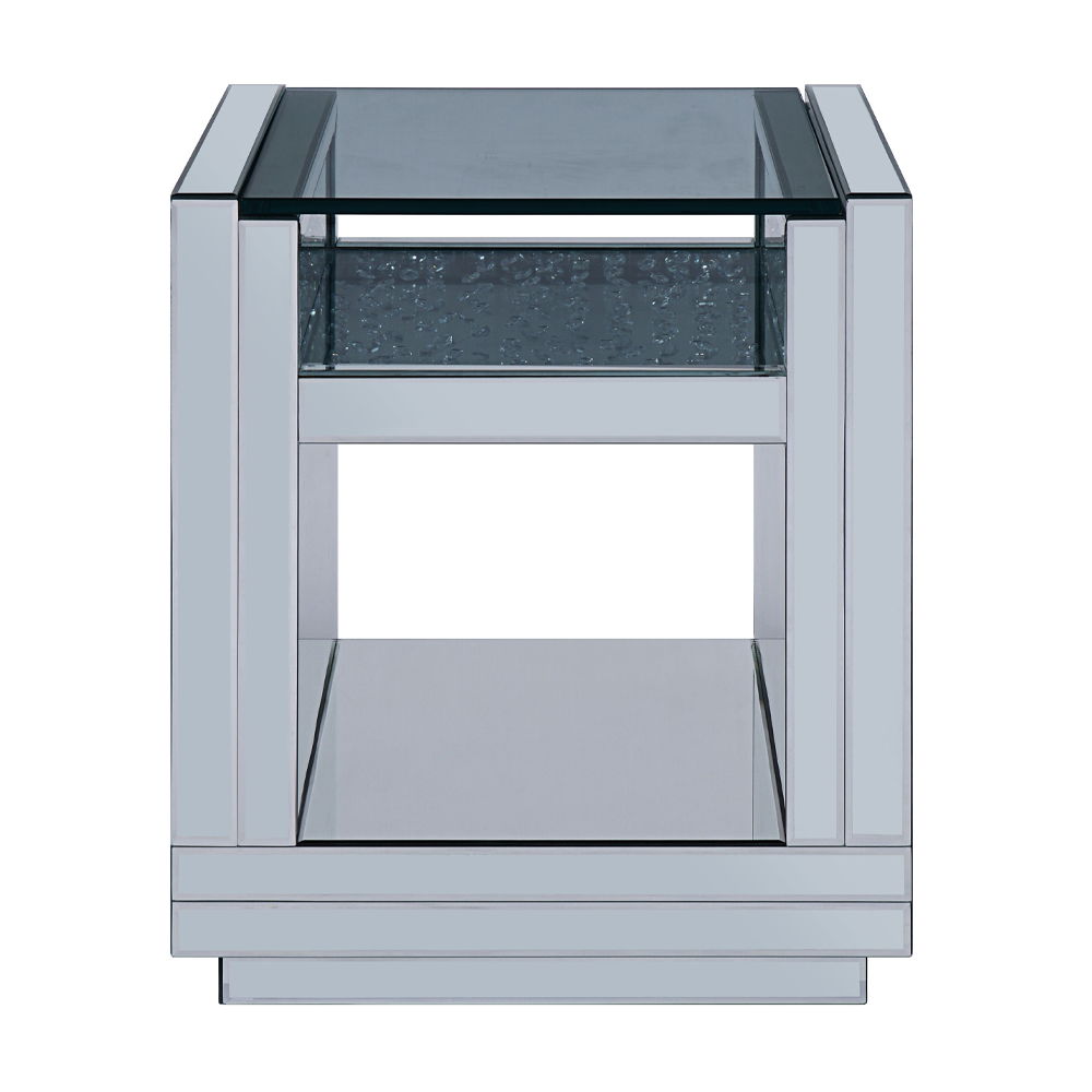 Nysa - 24" End Table - Mirrored & Faux Crystals