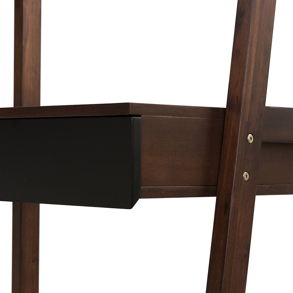 Ladder Desk, Ladder Style Display Shelf - Natural Wood / Brown