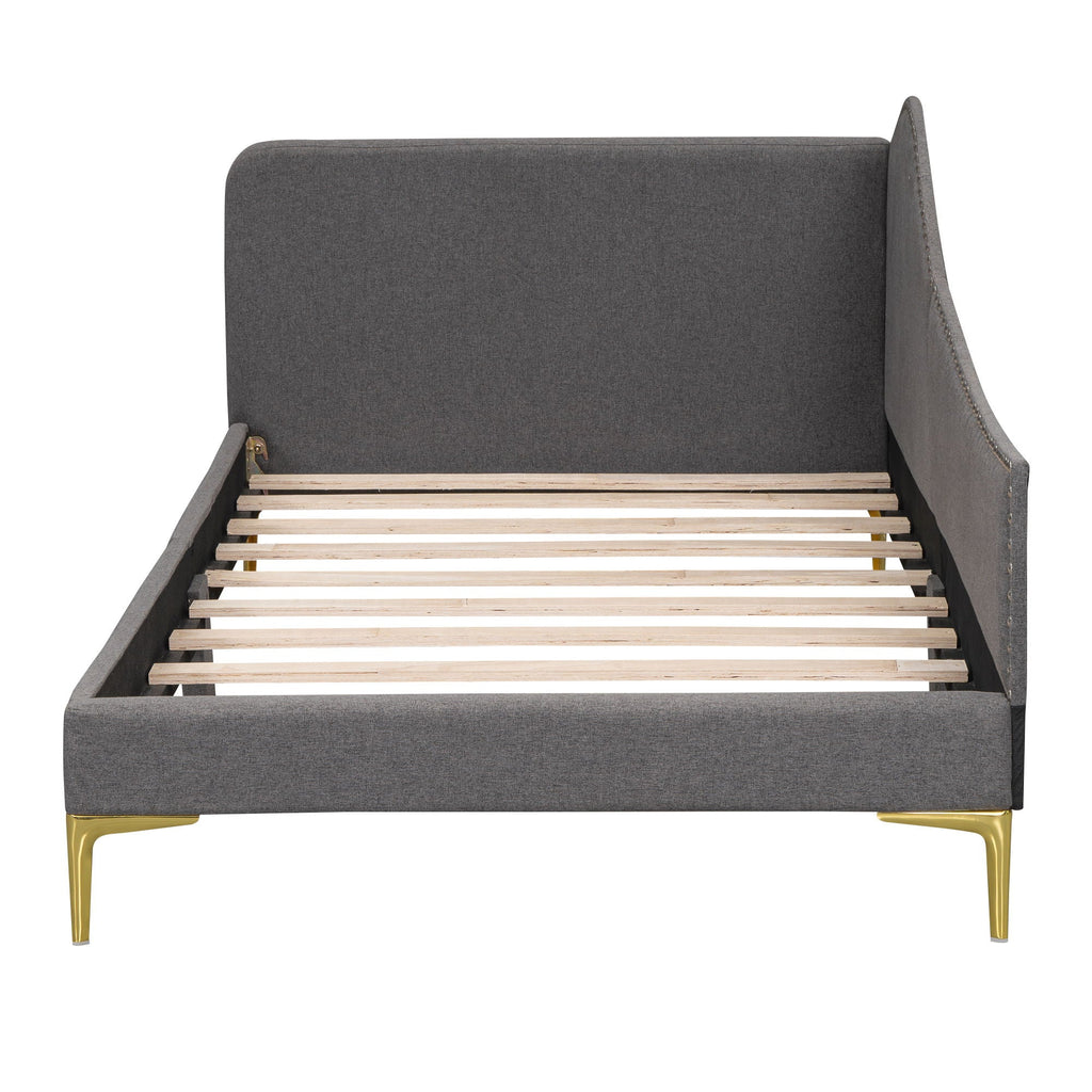 Upholstered Daybed With Headboard And Armrest, Support Legs