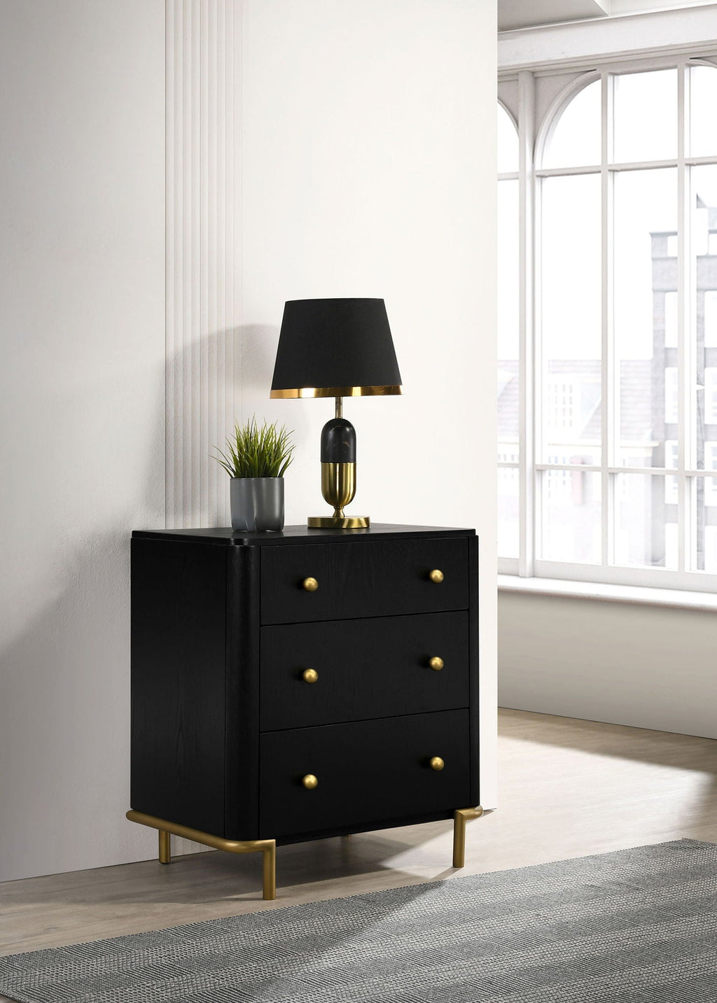 Arini 3-drawer Nightstand Black
