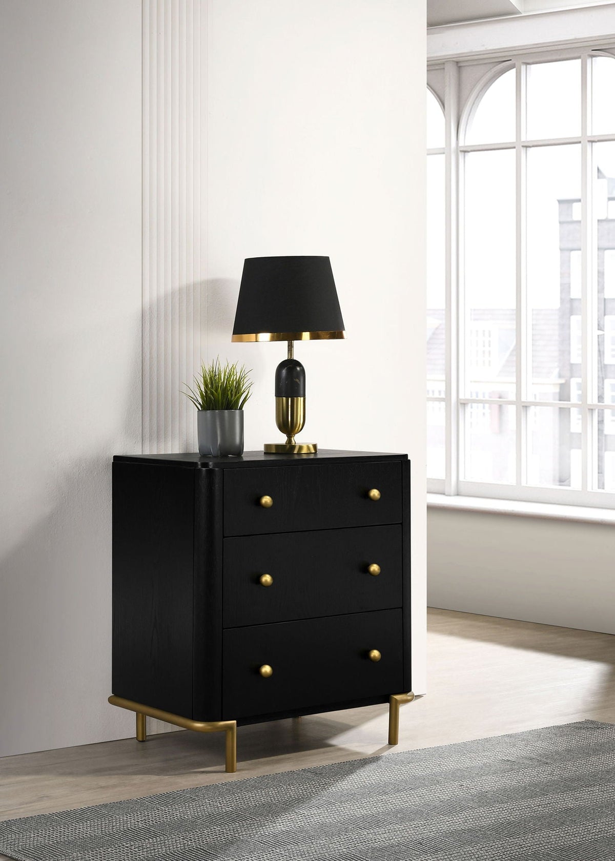 Arini 3-drawer Nightstand Black