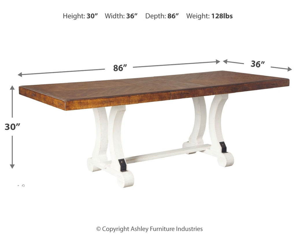 Valebeck - Rectangular Dining Room Table - White / Brown
