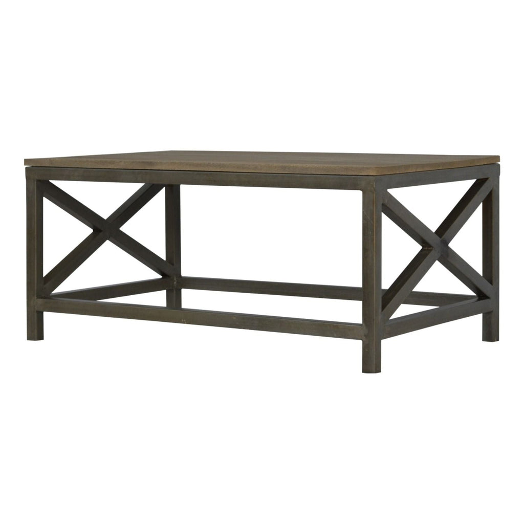 Cross Metal Coffee Table - Pewter